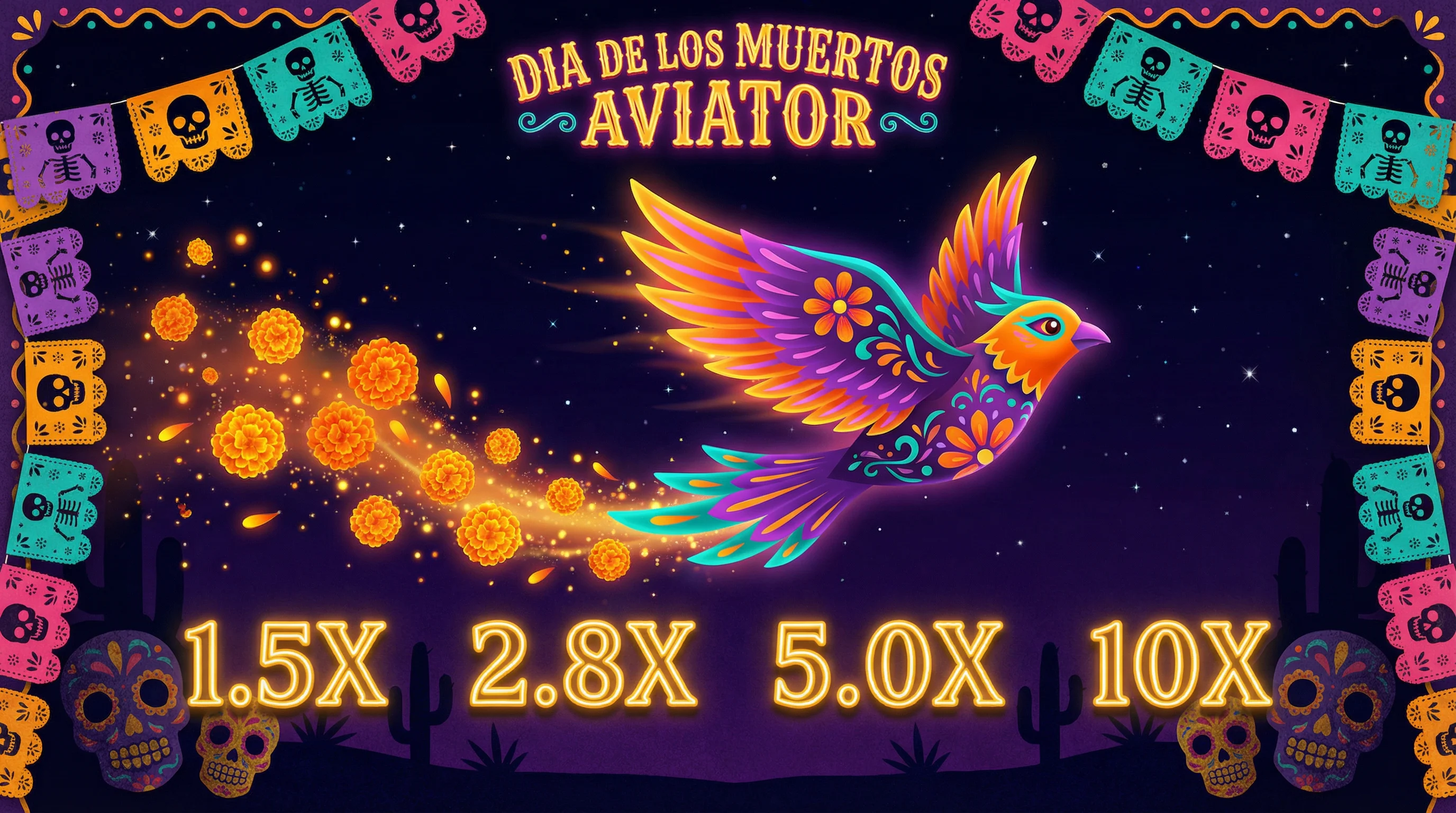 Juego Aviator con alebrije volador y multiplicadores